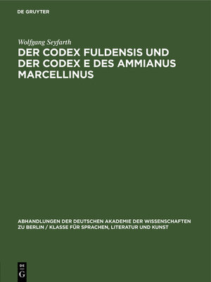 cover image of Der Codex Fuldensis und der Codex E des Ammianus Marcellinus